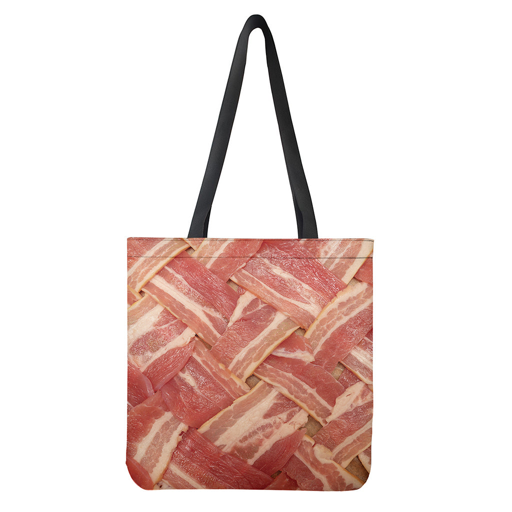 Weaving Bacon Print Tote Bag - Polyester Double-Sided Print Shoulder Carry