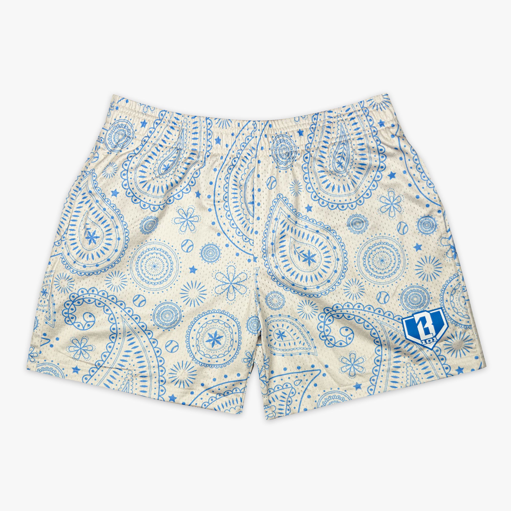 Paisley Shorts - Bone/Light Blue