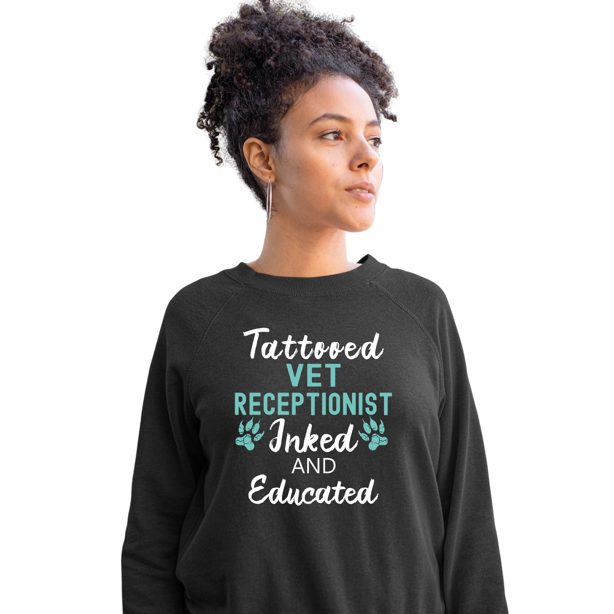 Vet Receptionist- Inked and Educated Crewneck Sweatshirt