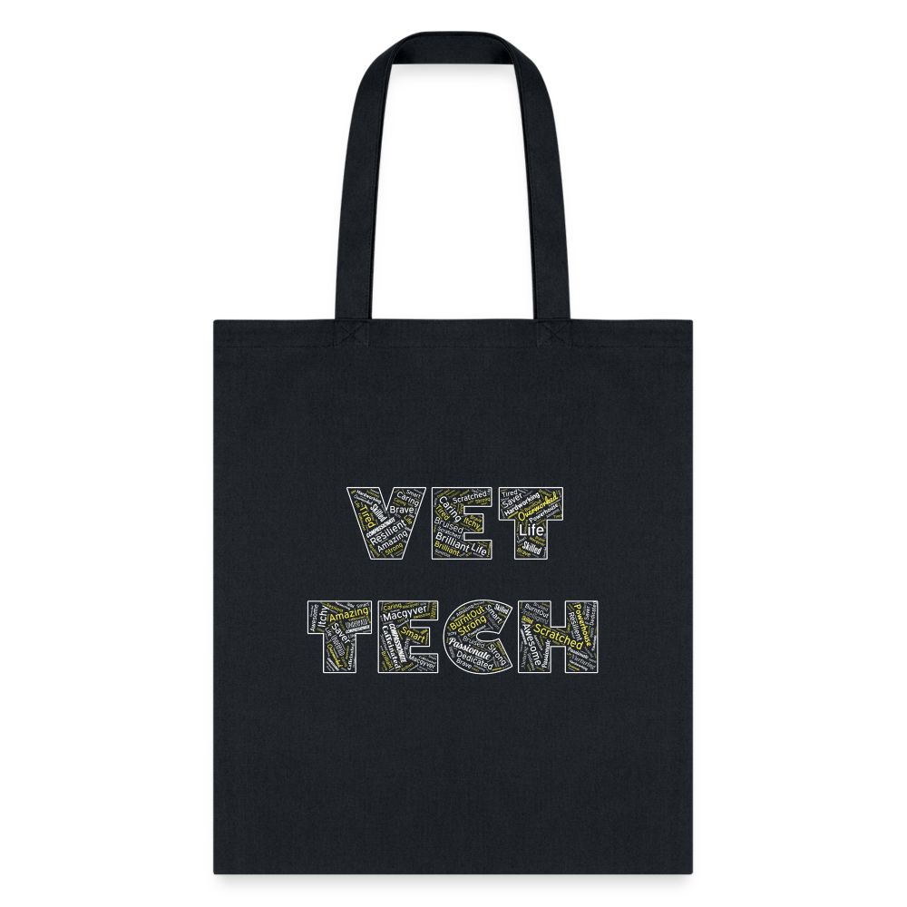Vet Tech Typography Tote Bag - Graphic Print Canvas Shoulder Bag