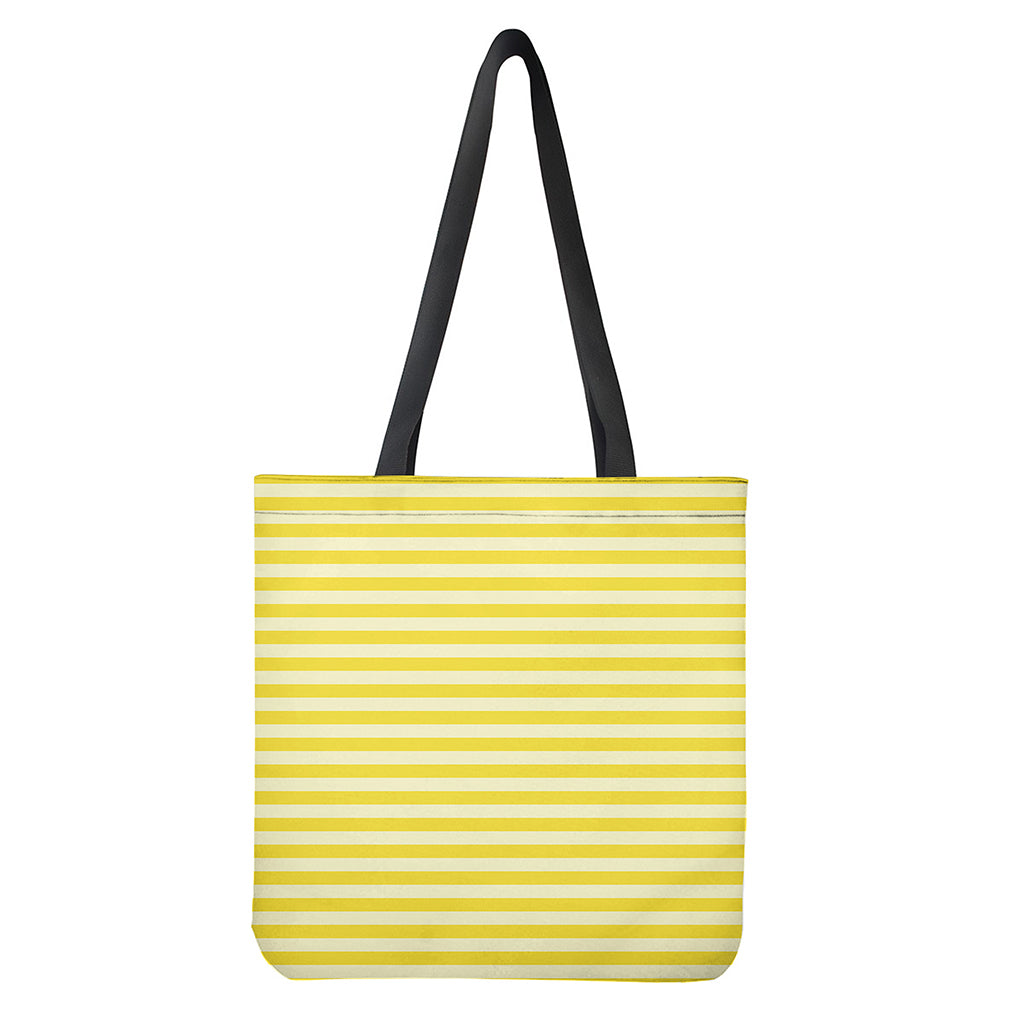 Yellow Striped Pattern Print Polyester Tote Bag with Double-Sided Print