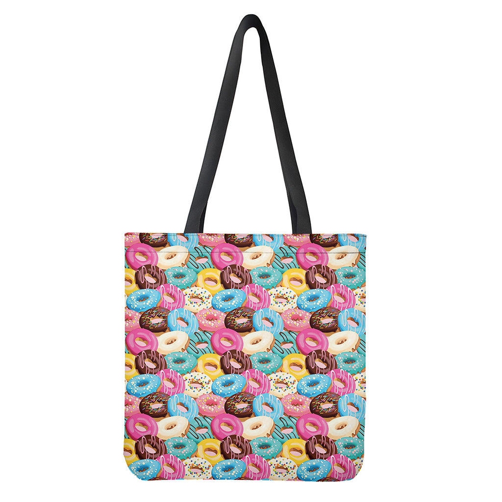 Yummy Donut Pattern Print Polyester Tote Bag Double-Sided Lightweight
