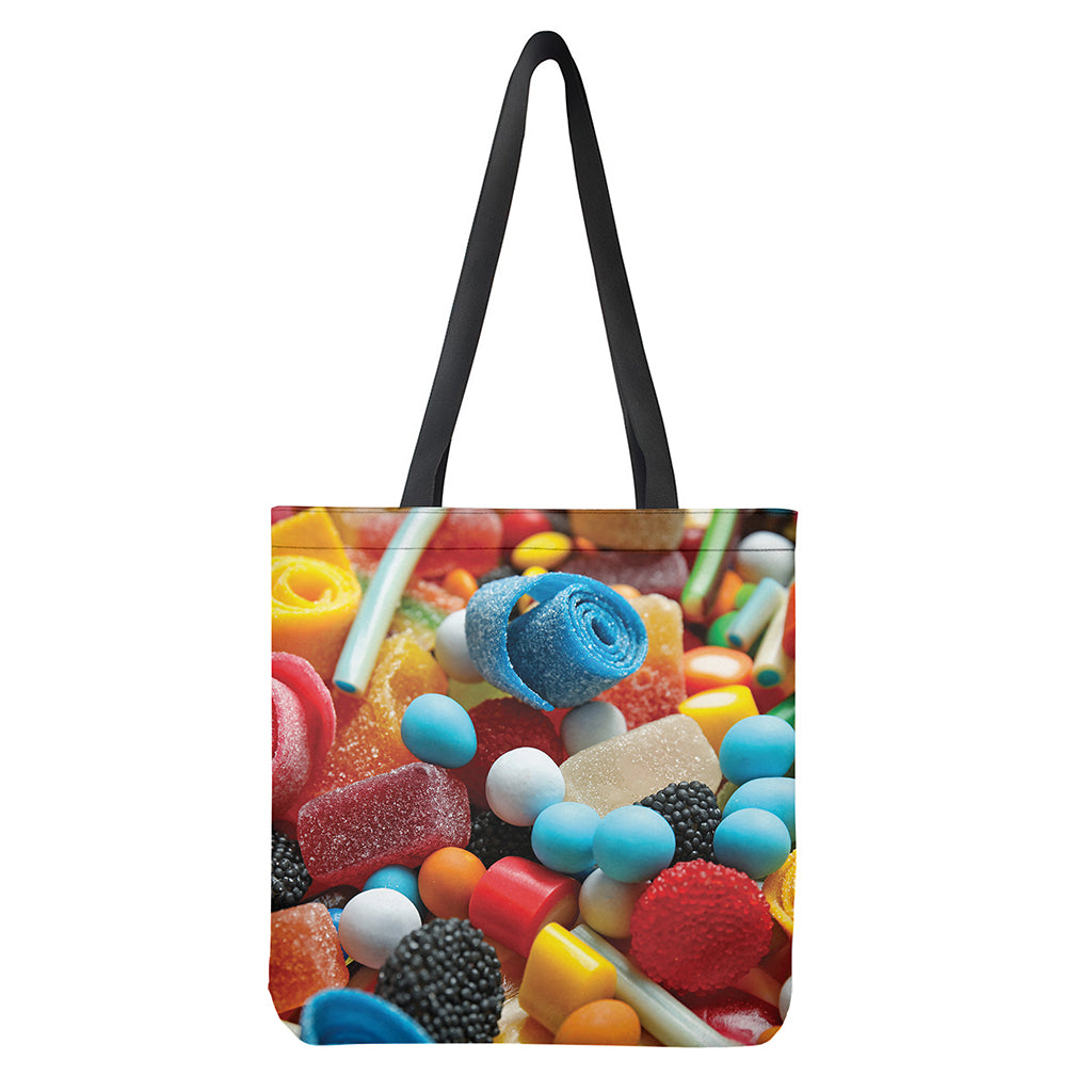 Yummy Gummy Print Tote Bag - Polyester Double-Sided Print Shoulder Carry