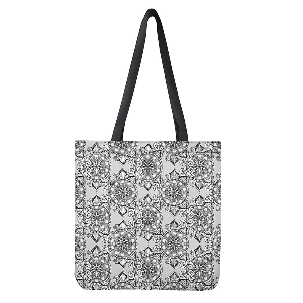 Zentangle Floral Pattern Print Tote Bag - Polyester Double-Sided Lightweight Shoulder Bag